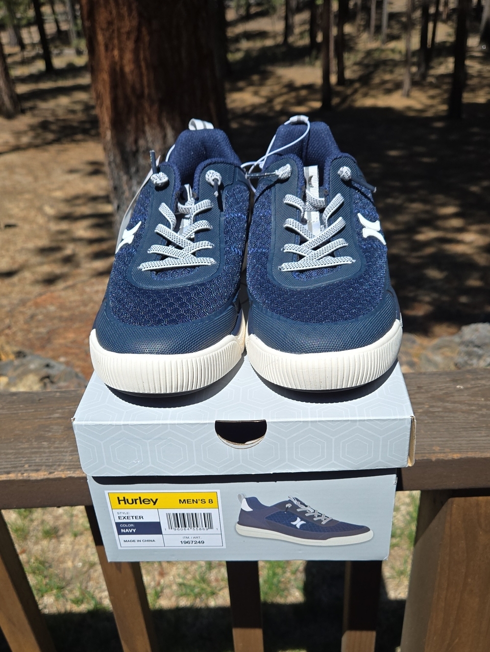 Hurley Navy and White Mens Lace-Up Sneakers Size 8